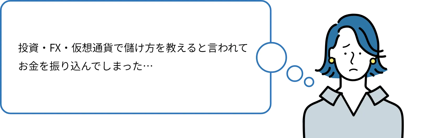 投資・FX・仮想通貨で儲け方を教えると言われてお金を振り込んでしまった…
